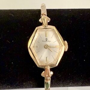 Vintage Mid Century Sovereign Gold Tone Ladies Cocktail Watch Swiss Mvmt